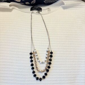 NY & Co Chic Black, White , Cream Layered Necklace
